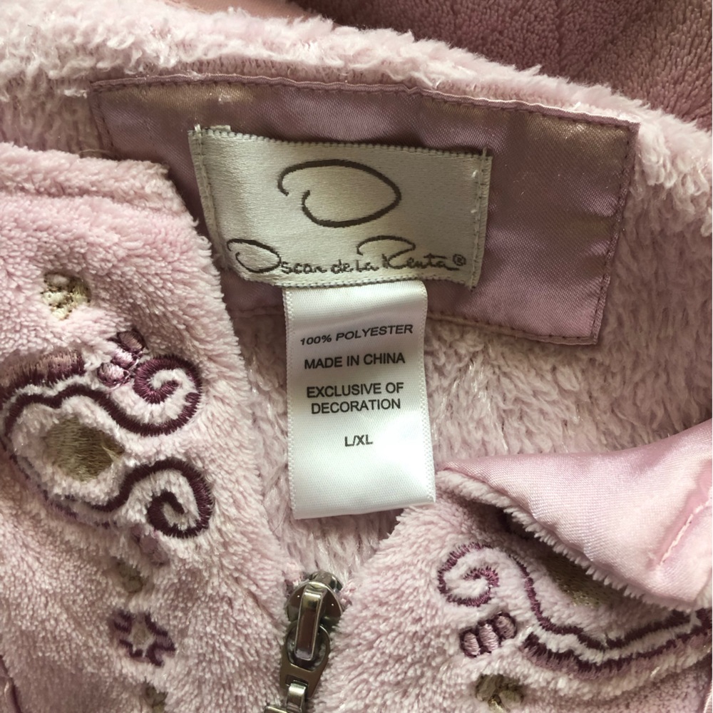 Oscar De La Renta Pink Fleece Night Robe size Large - Picture 10 of 10